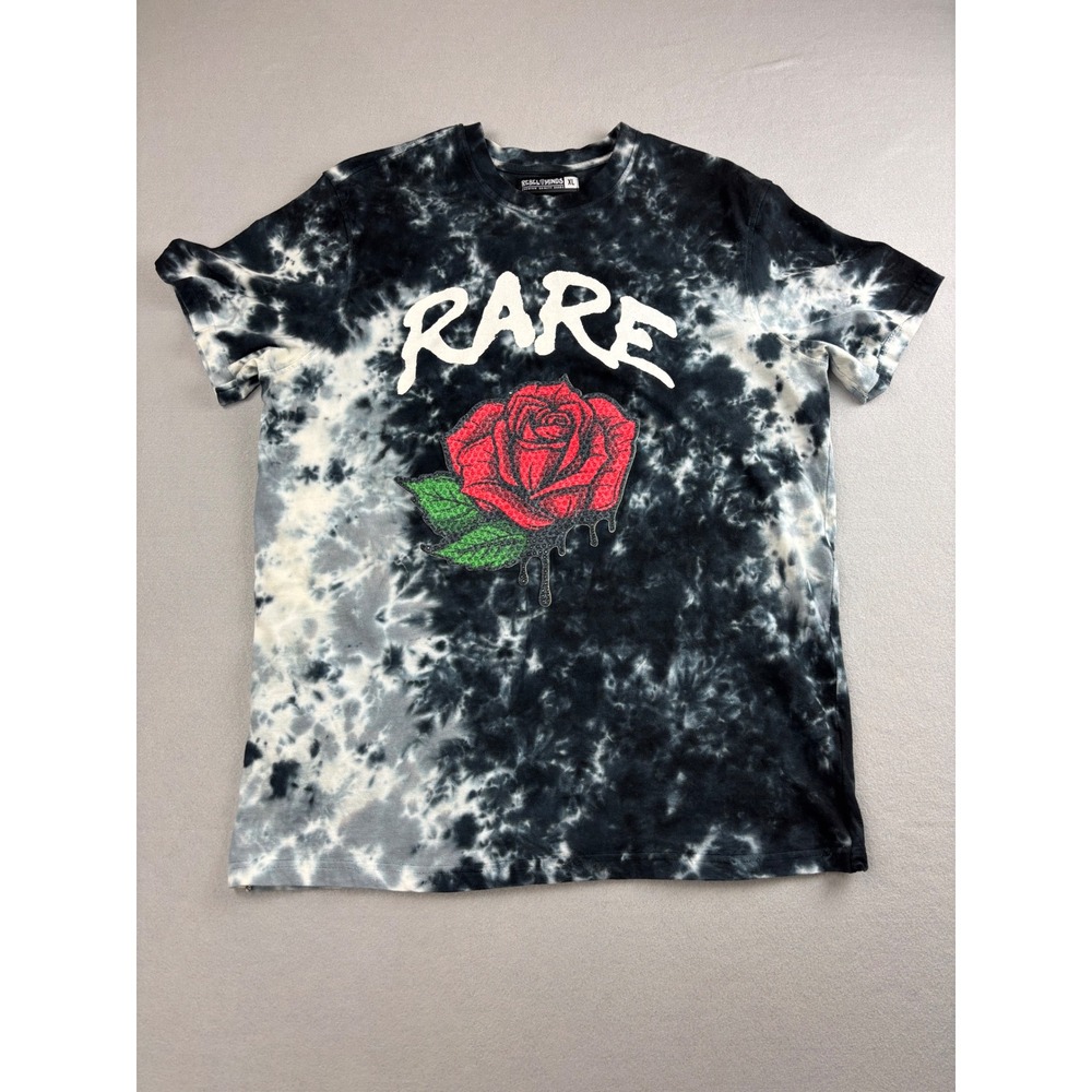 Rebel Minds "Rare" Rose Graphic Tee - Black Tie-Dye